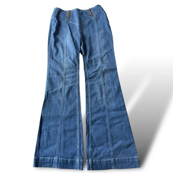 Anthropologie Pilcro Flare Sailor Jeans Seamed Legs Double Row Buttons Size 29